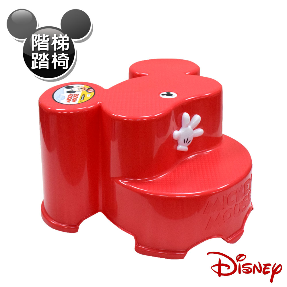 【百科良品】Disney 米奇大頭造型日本製 防滑兒童椅 階梯椅 踩腳椅 防滑矮凳(全年齡適用)-紅