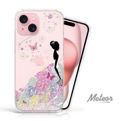 Meteor iPhone 15 6.1吋 奧地利水鑽彩繪防摔殼 - 花嫁
