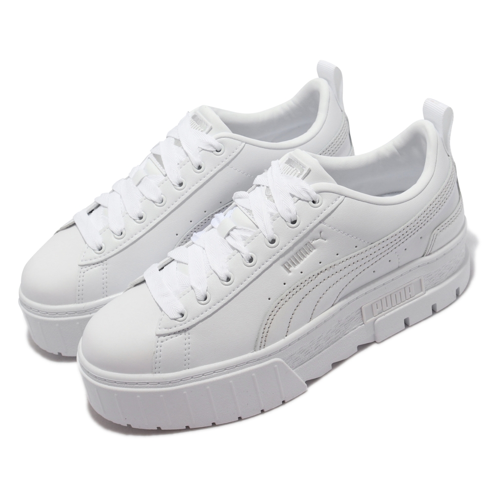 Puma 休閒鞋 Mayze Glow 皮革 女鞋 增高 修飾腳型 耐磨抓地 穿搭 白 383684-01