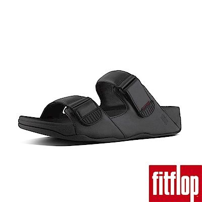 FitFlop GOGH MOC LEATHER SLIDES-黑色