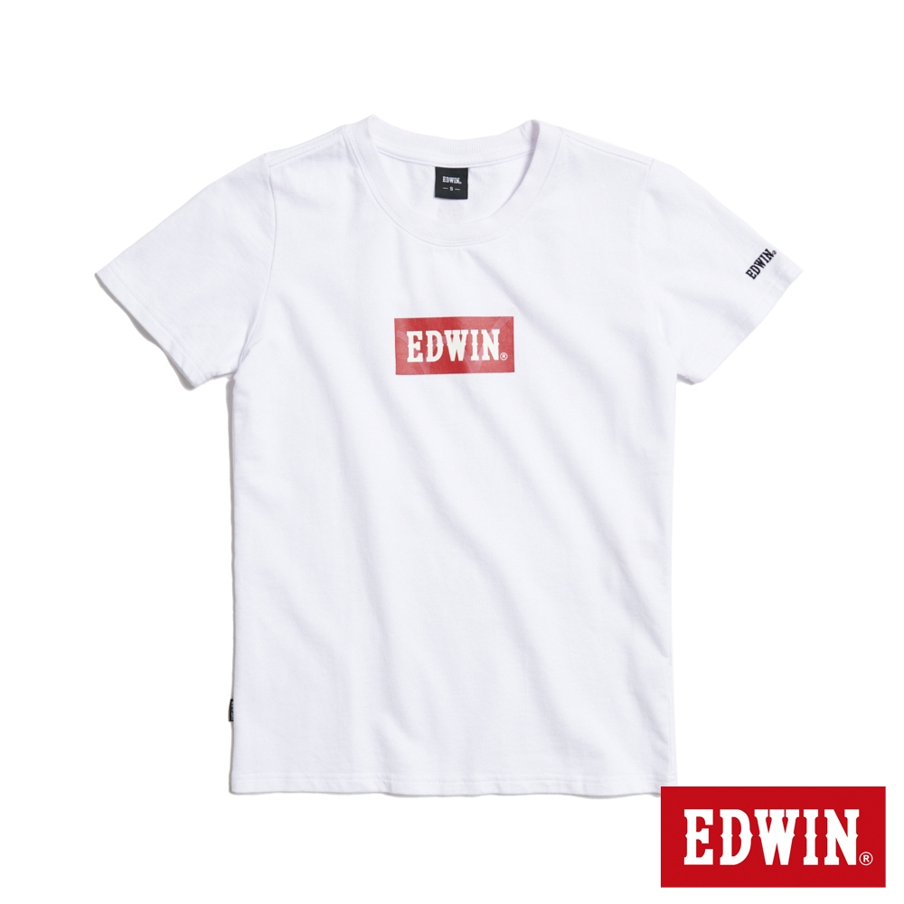 EDWIN 光照魔術BOX短袖T恤-女-白色