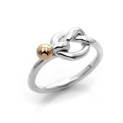 二手品 Tiffany&Co. 18K黃金珠扭結925純銀線圈戒指