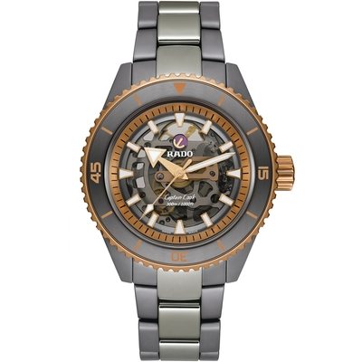 RADO 雷達 官方授權 Captain Cook 庫克船長 300米高科技陶瓷潛水腕錶-R32148162