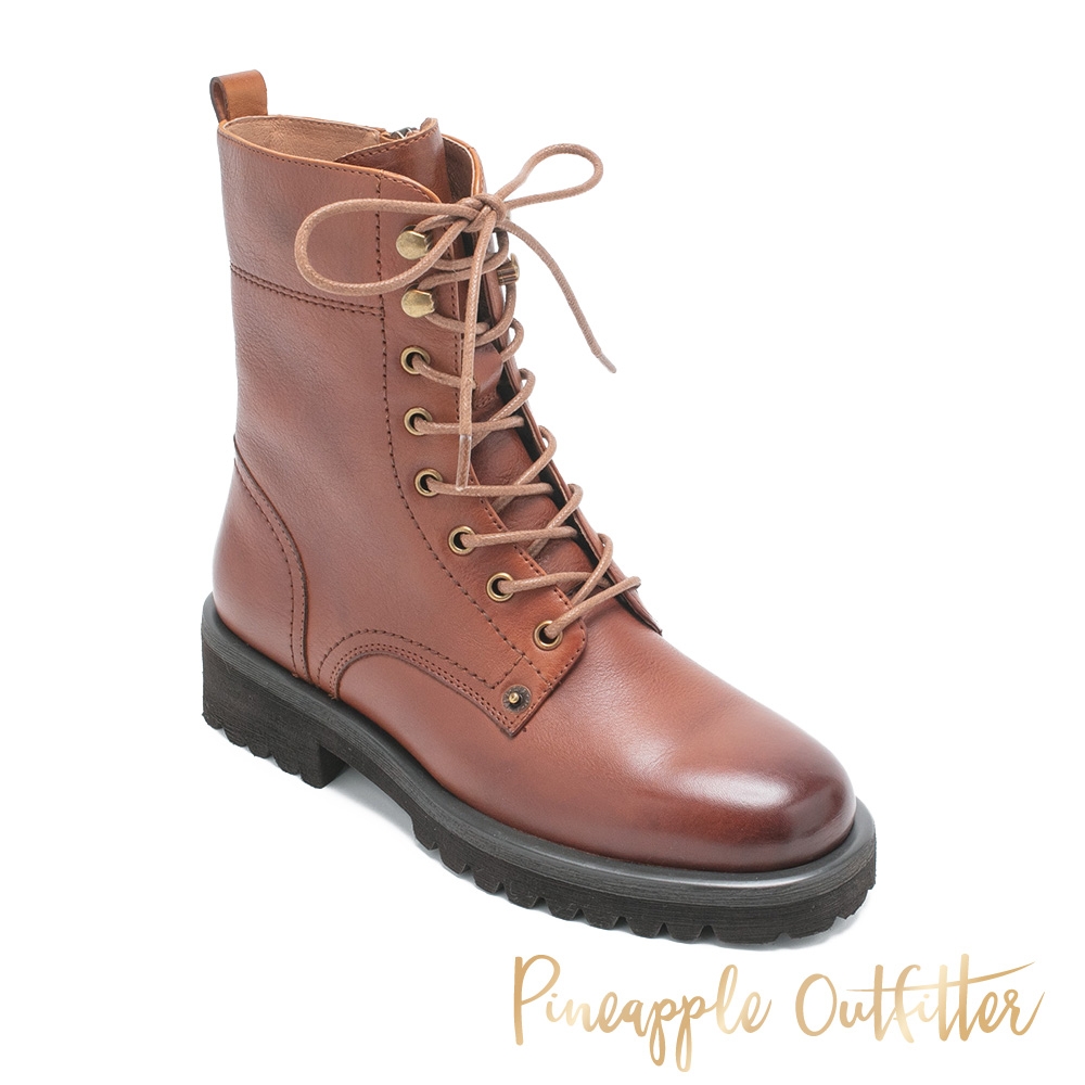 Pineapple Outfitter-BLAGA 復古真皮綁帶馬汀靴-棕色