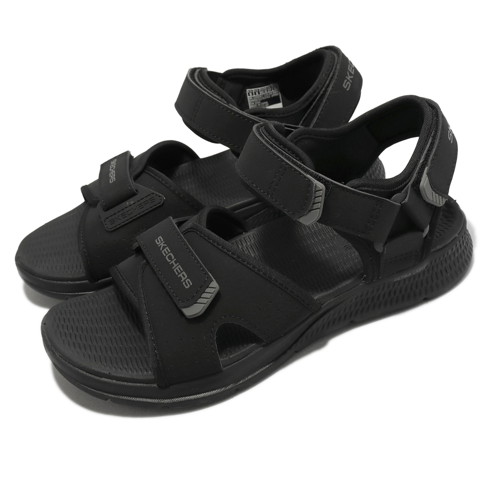 Skechers 涼拖鞋 Go Consistent Sandal 男鞋 黑 全黑 緩震 休閒 魔鬼氈 皮面 229097BBK