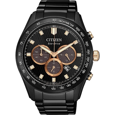 CITIZEN 星辰 亞洲限定光動能計時手錶 迎春好禮-黑/43mm CA4458-88E