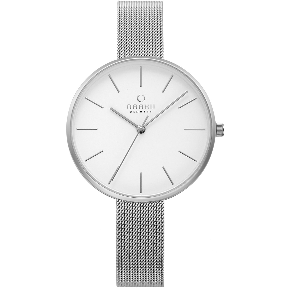 OBAKU 經典俐落現代女性腕錶-白鋼/33mm