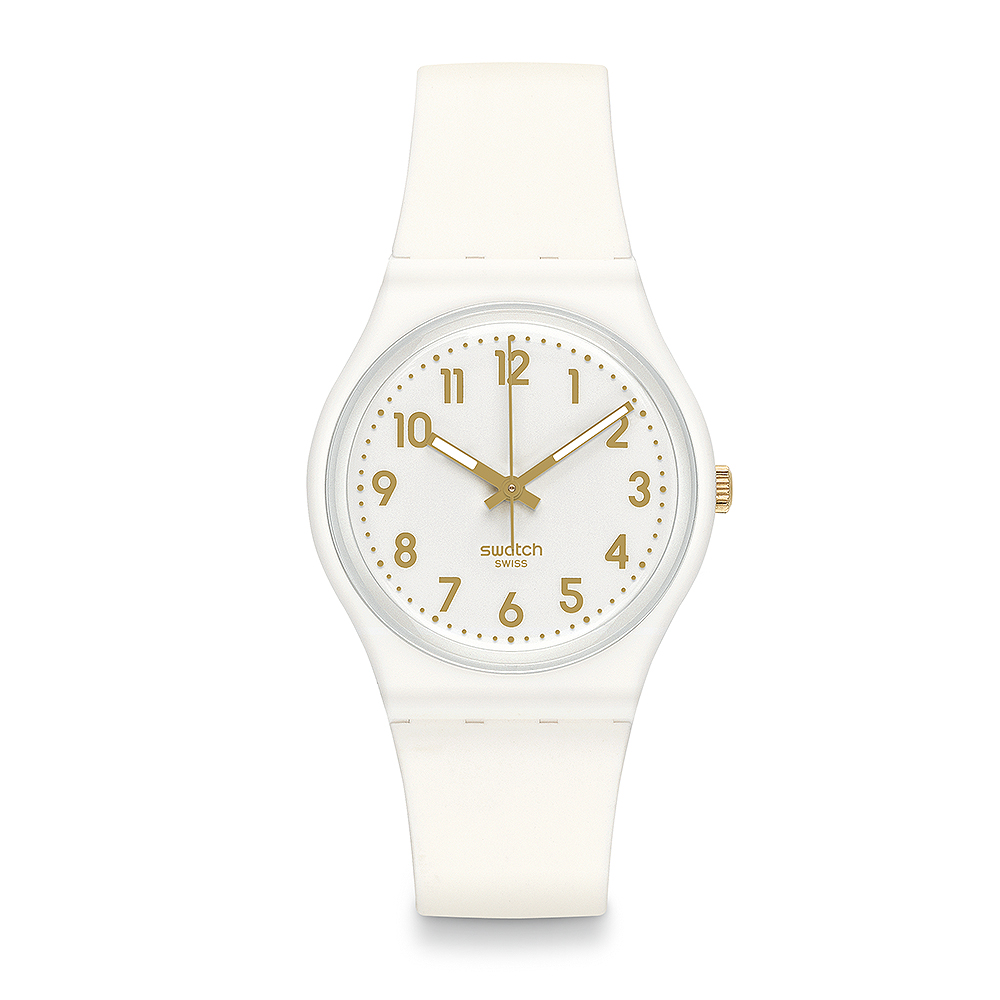 Swatch 原創系列 WHITE BISHOP 淨白金尚手錶-34mm