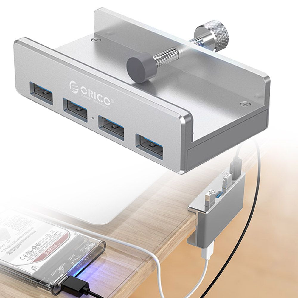 桌夾式鋁合金四孔USB3.0 HUB