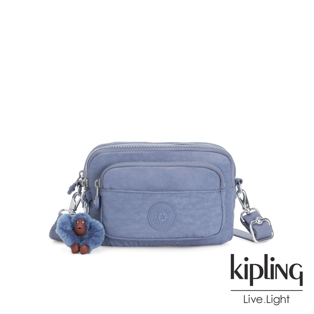 Kipling 氣質粉嫩藍多重背法前袋腰包-MERRYL