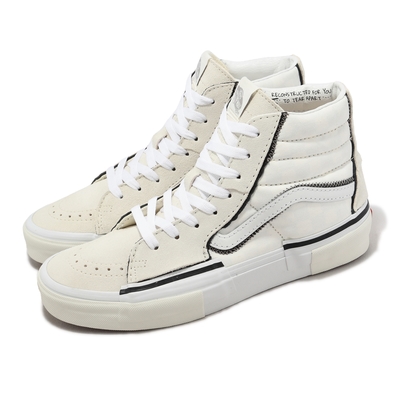 Vans 休閒鞋 Sk8-HI Reconst 男鞋 白 黑 雙縫線 高筒 麂皮 帆布 拼接 解構 VN0005UKQJM