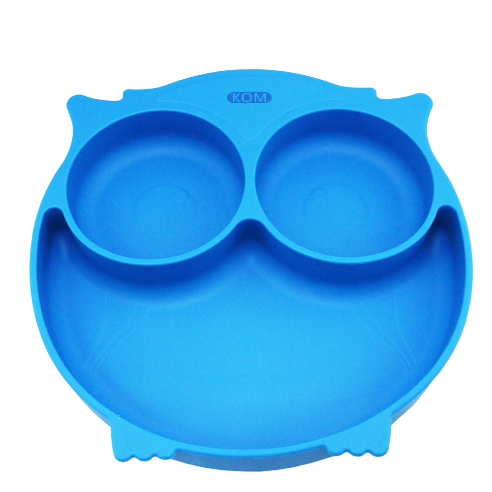 兒童矽膠餐盤-貓頭鷹-深海藍