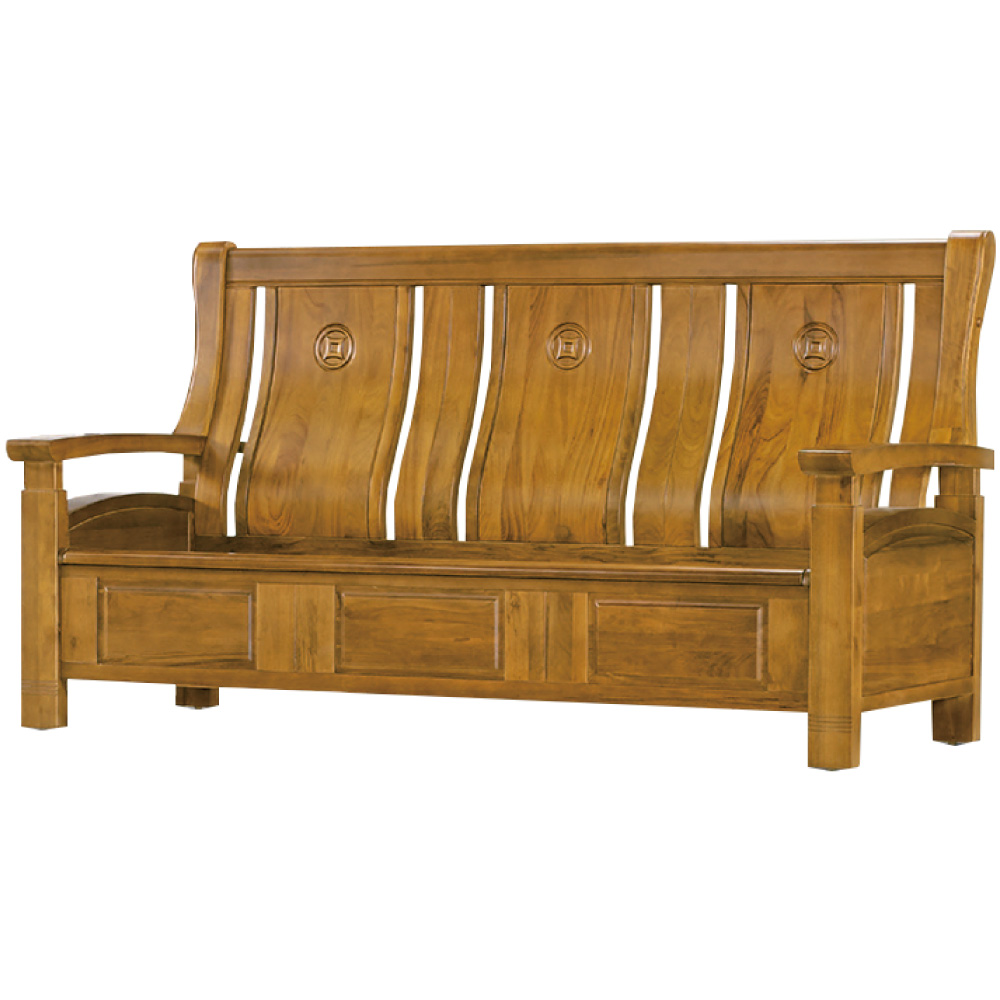 綠活居 傑威尼典雅風實木三人座沙發椅(可掀式內部收納層格)-188x80x102cm免組