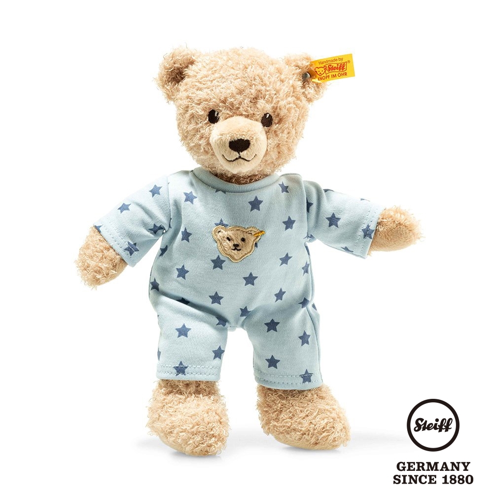 STEIFF德國金耳釦  Teddy bear boy baby with pyjama 星星睡衣小男孩 (嬰幼兒玩偶)