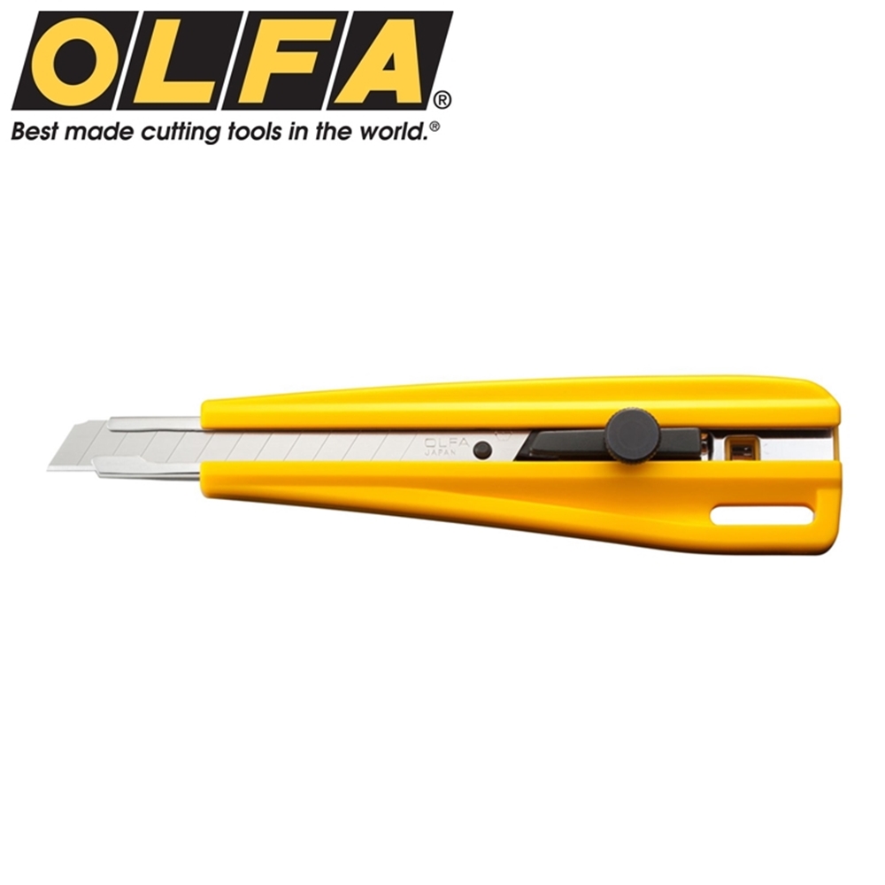 日本OLFA美工刀300(9mm不鏽鋼刀片;加大加厚刀身更穩定握感舒適;無段式旋鈕;繫繩孔)工具刀切割刀cutter
