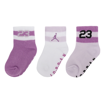 Nike 襪子 Jodan Socks 小童襪 長襪 紫粉 白 喬丹 中筒襪 休閒 舒適 三雙入 JD2313034IF-001