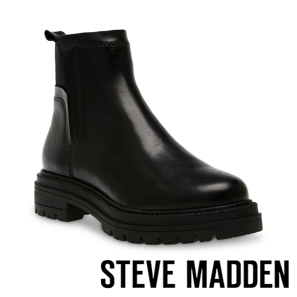 STEVE MADDEN-KENDYL 素面拼接切爾西短靴-黑色