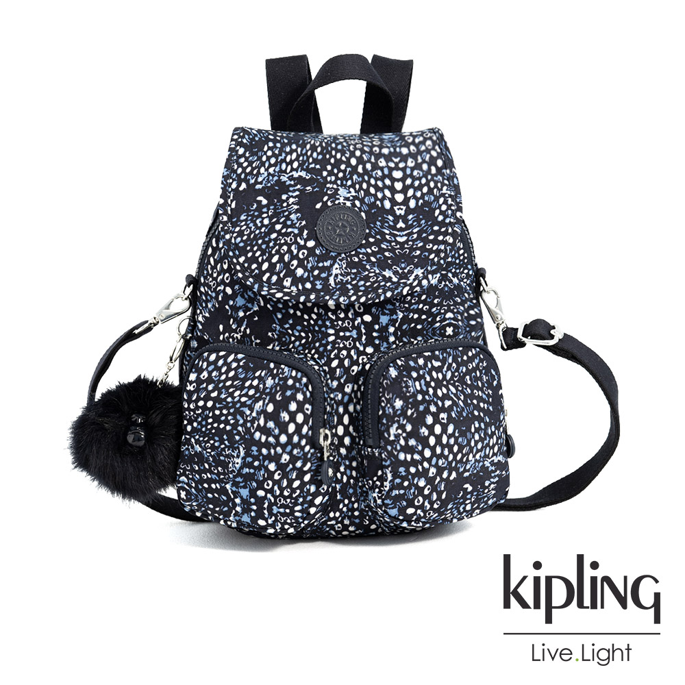 Kipling 奇幻藍羽斑紋掀蓋後背包 Firefly Up 斜 肩背包 Yahoo奇摩購物中心