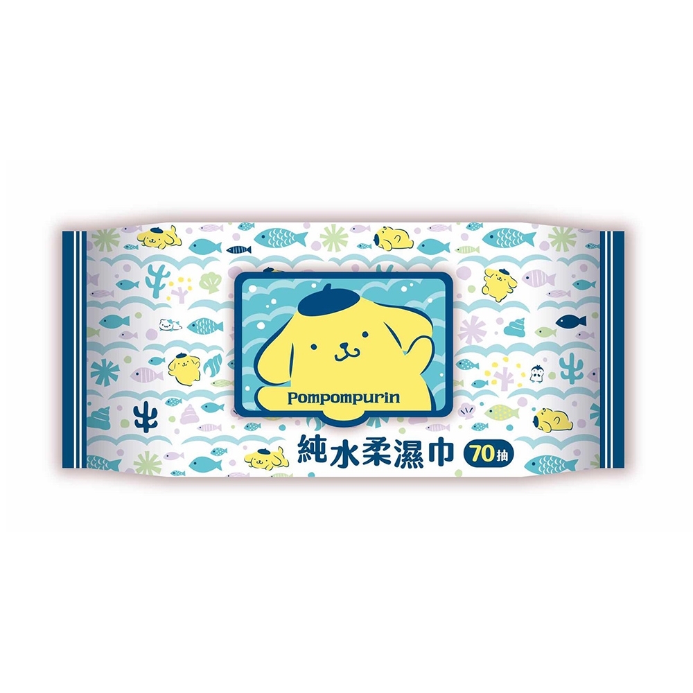 Sanrio 三麗鷗 布丁狗 純水有蓋柔濕巾/濕紙巾 (加蓋) 70抽X16包 特選水針布質地超柔軟