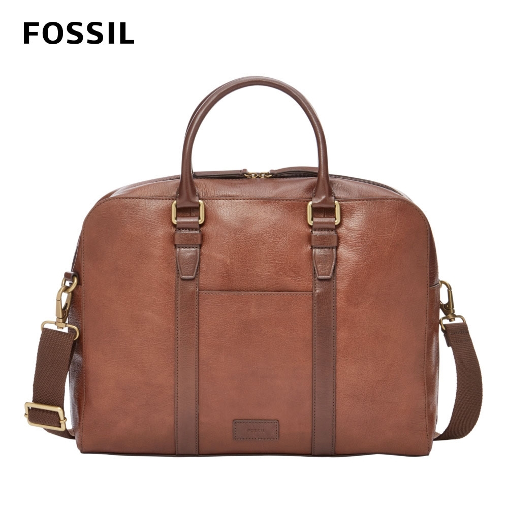 FOSSIL Evan 復古真皮公事包-咖啡色 SBG1162200