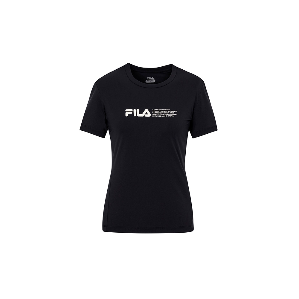 FILA 女短袖圓領T恤-黑色 5TEX-5604-BK