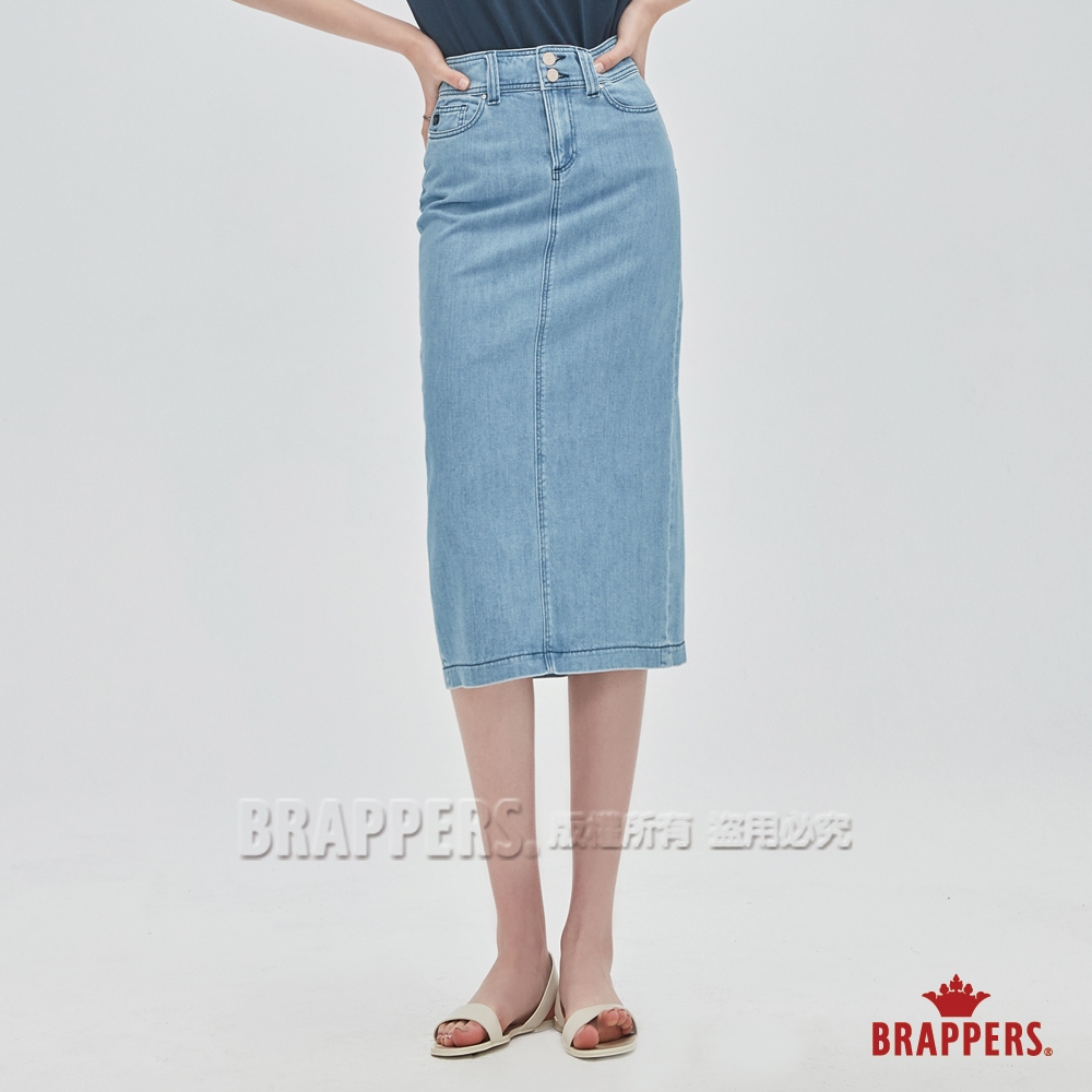 BRAPPERS 女款 新美尻系列-全棉七分裙-淺藍