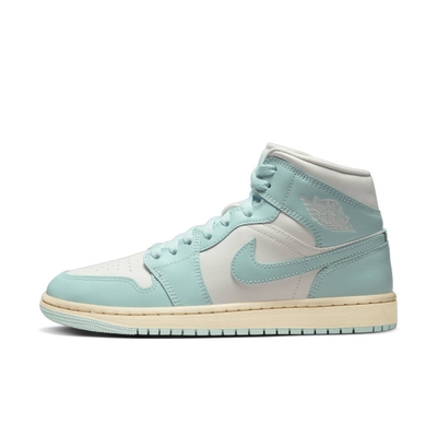 NIKE 耐吉 女休閒運動鞋-白綠 WMNS AIR JORDAN 1 MID-BQ6472132