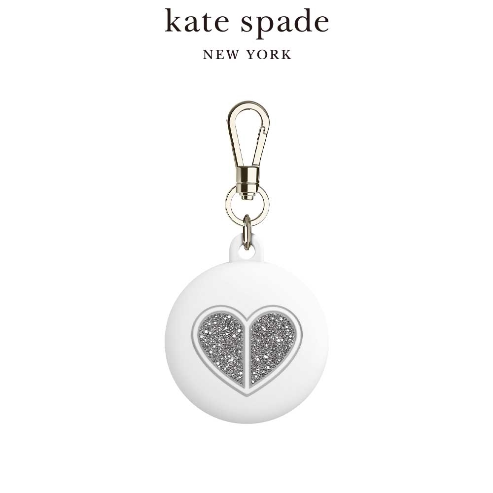 【kate Spade】AirTag 矽膠保護殼/套-白色愛心