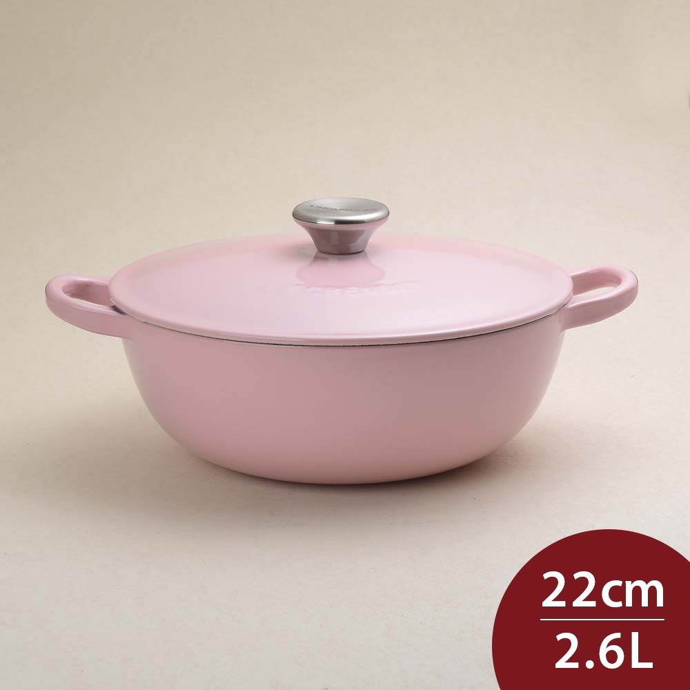 法國Le Creuset 琺瑯鑄鐵媽咪鍋 22cm 2.6L 雪紡粉 法國製