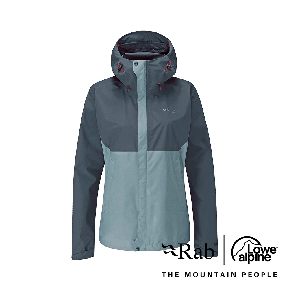 【RAB】Downpour Eco Jacket 透氣防風防水連帽外套 女款 女款 獵戶藍/灰 #QWG83