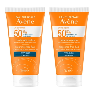 Avene雅漾 超能輕感防曬液 無香 SPF50+ 50ml(2入特惠)