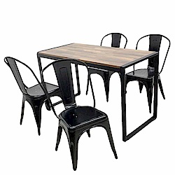 CLORIS 北歐工業風桌椅組(1桌4椅)