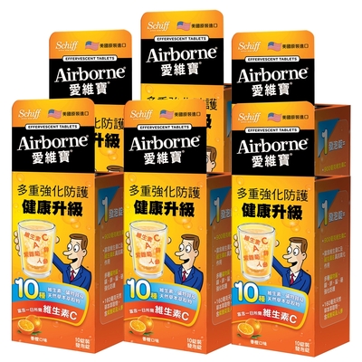 Schiff-Airborne綜合維生素ACE紫錐菊人蔘發泡錠(香橙口味)10錠6瓶
