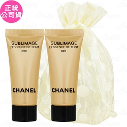 CHANEL 香奈兒 奢華晶燦賦活粉底精萃(#B20)(5ml)*2旅行袋組(公司貨)