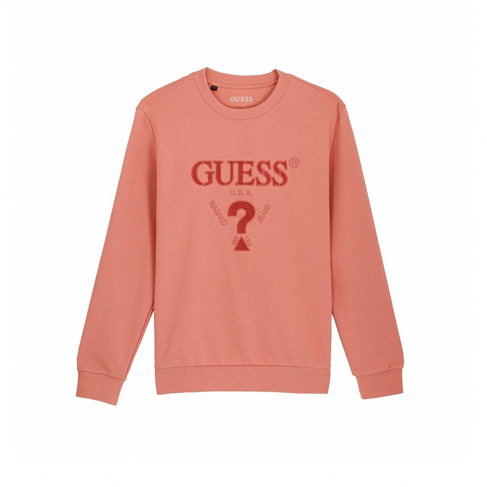 GUESS-男裝-浮雕LOGO倒三角標誌長T-粉 原價2990