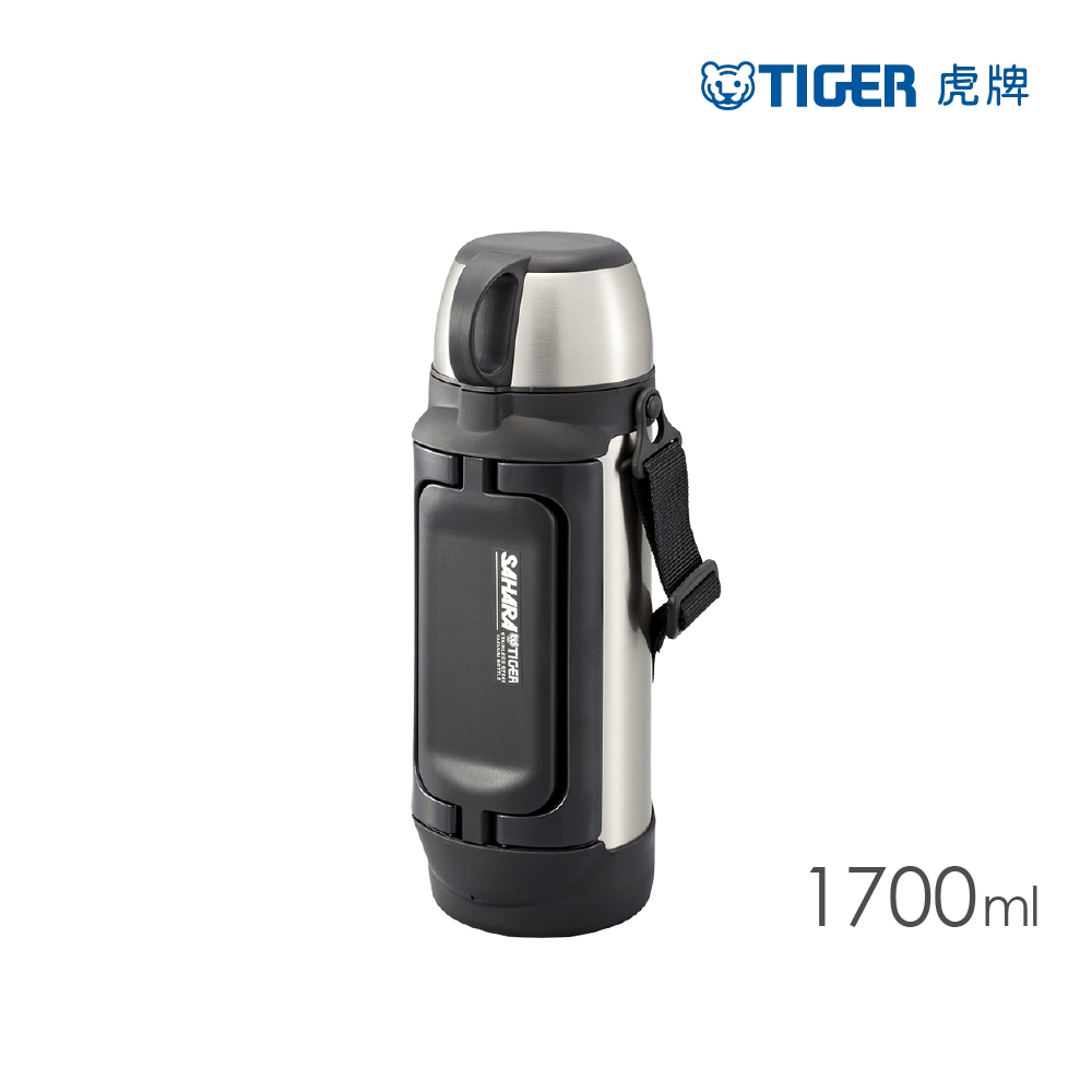 TIGER虎牌 大容量不鏽鋼保溫瓶_收納手提杯蓋款附贈揹帶1700ml(MHK-A170)