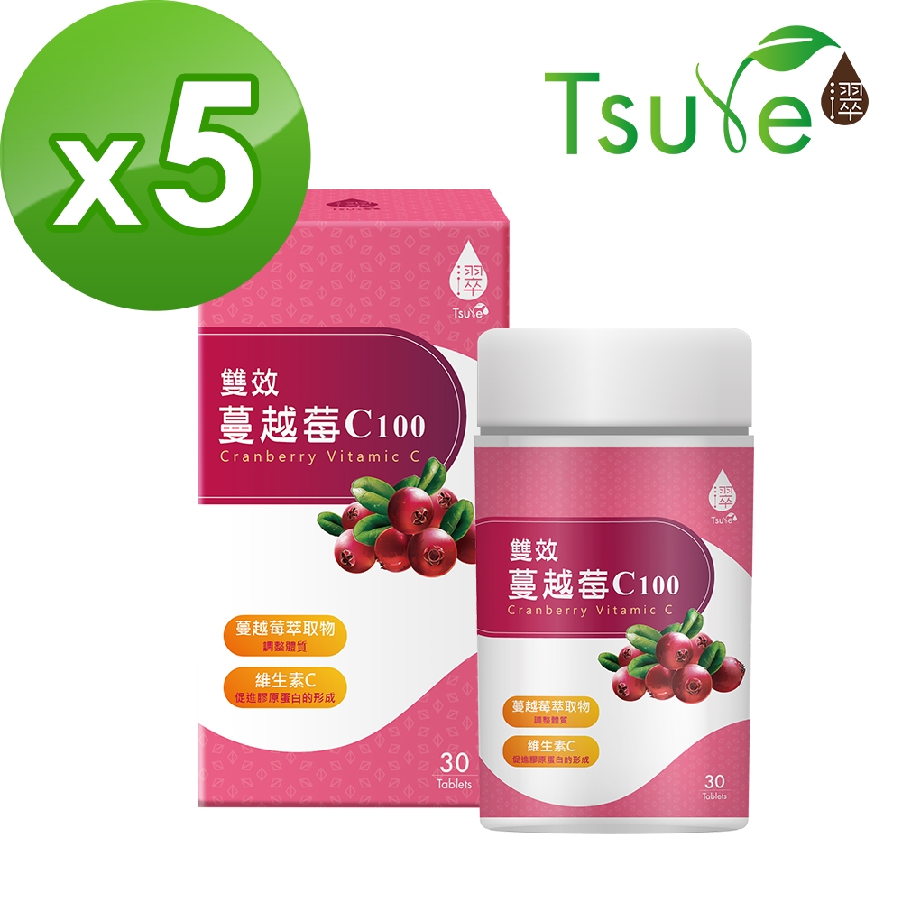 時時樂 日濢Tsuie 蔓越莓C100 30錠/盒x5盒