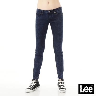 Lee 女款 402 特殊刷色超低腰緊身窄管牛仔褲 深藍洗水