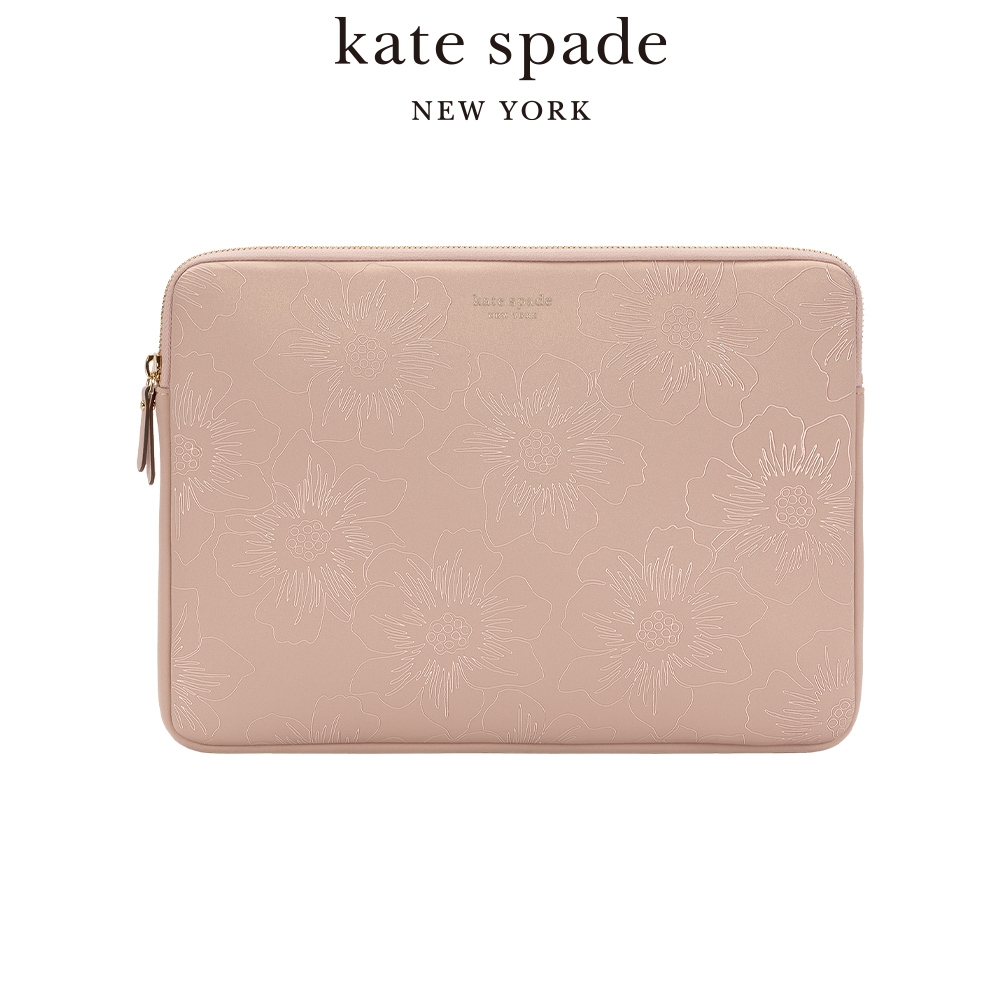 【kate Spade】13吋筆電蜀葵壓花緩震保護包/袋-粉紅