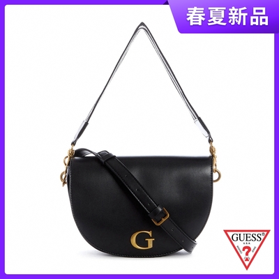 GUESS-女包-皮面質感半圓手提肩背包-黑 原價3690