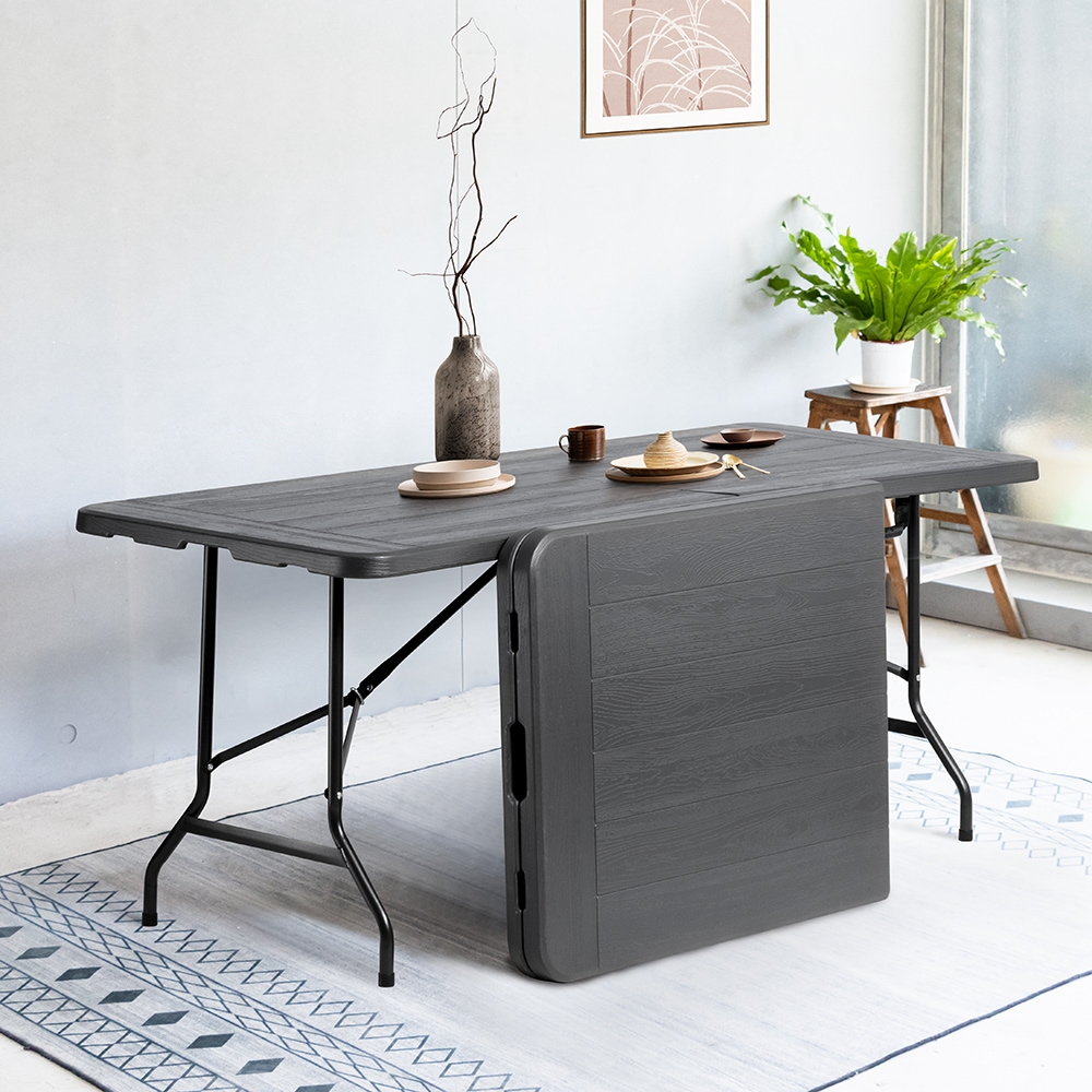 Amos-180*76手提折疊式木紋戶外餐桌/會議桌
