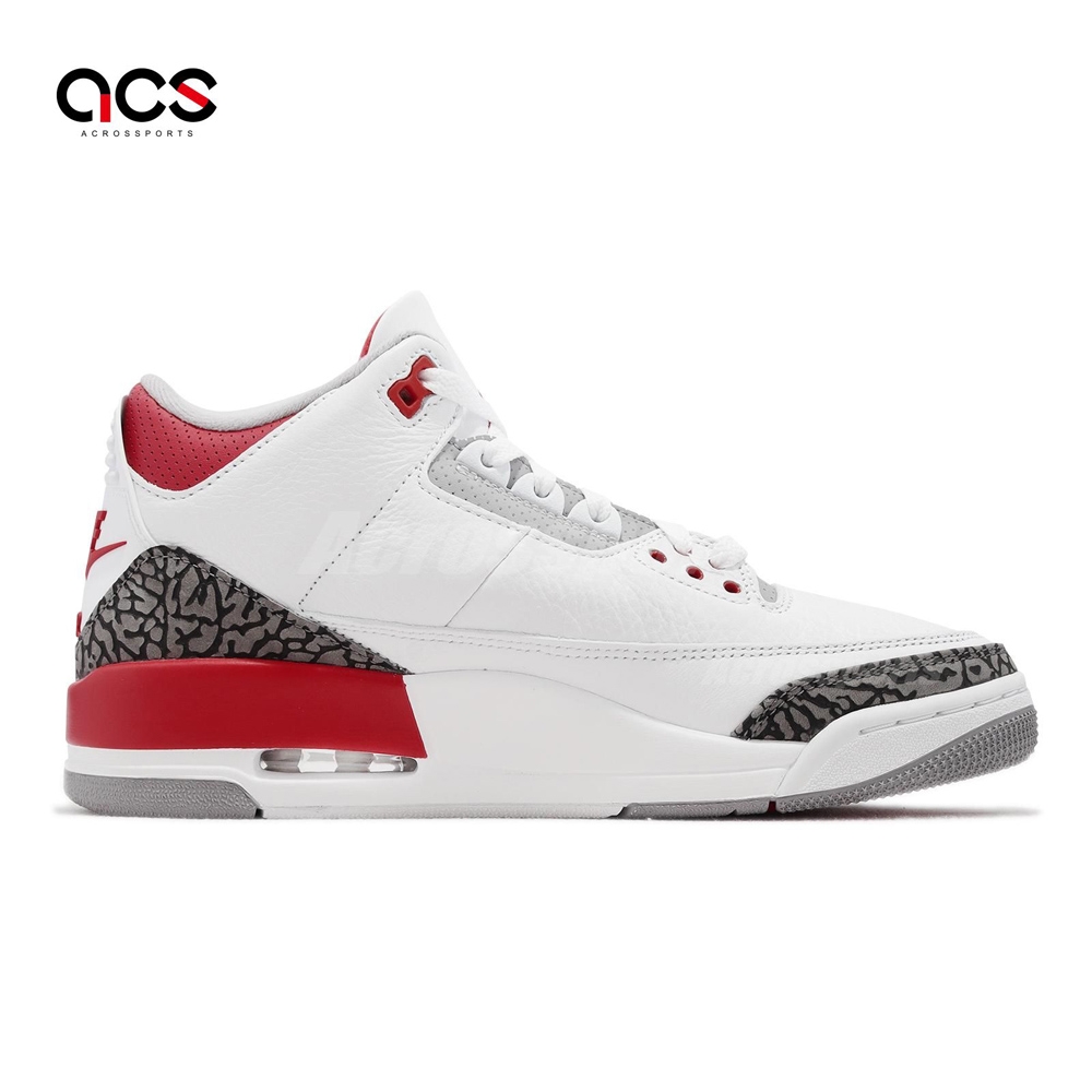 Nike Air Jordan 3 Retro 男鞋白紅爆裂紋Fire Red OG 老屁股三代DN3707