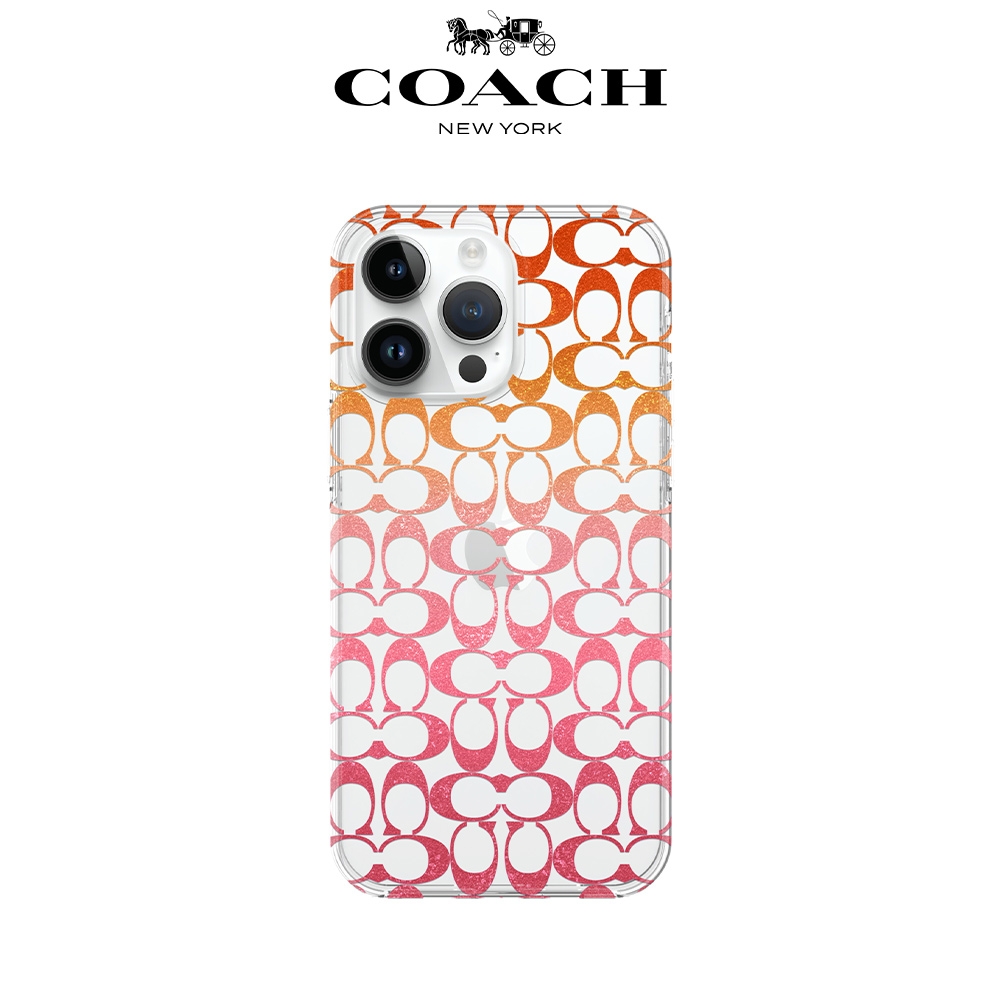 【COACH】iPhone 14 Pro 精品手機殼 粉紅經典大C