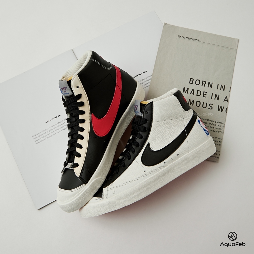 Nike Blazer Mid '77 EMB 男鞋 黑白紅色 高筒 皮革 運動 休閒鞋 DD8025-101