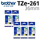 【5入組】brother 原廠護貝標籤帶 TZe-261 (白底黑字 36mm) product thumbnail 2