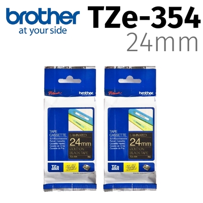 【2入組】brother TZe-354 特殊規格標籤帶 ( 24mm 黑底金字 )