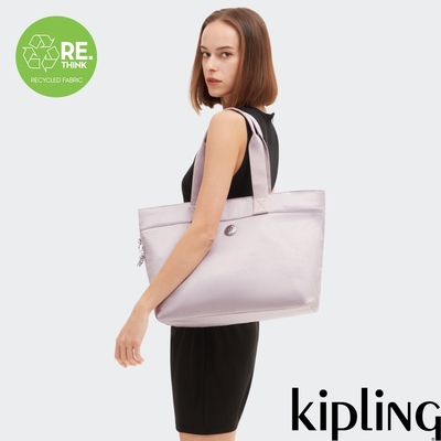 Kipling 簡約光澤銀手提內夾層托特包-COLISSA