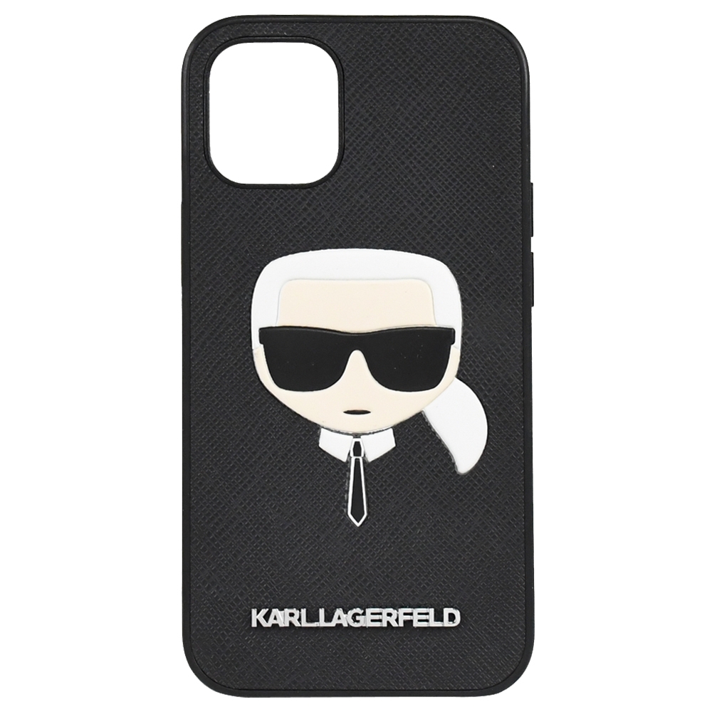 KARL LAGERFELD卡爾公仔圖樣Iphone 12mini防刮紋手機殼5.4"(黑)