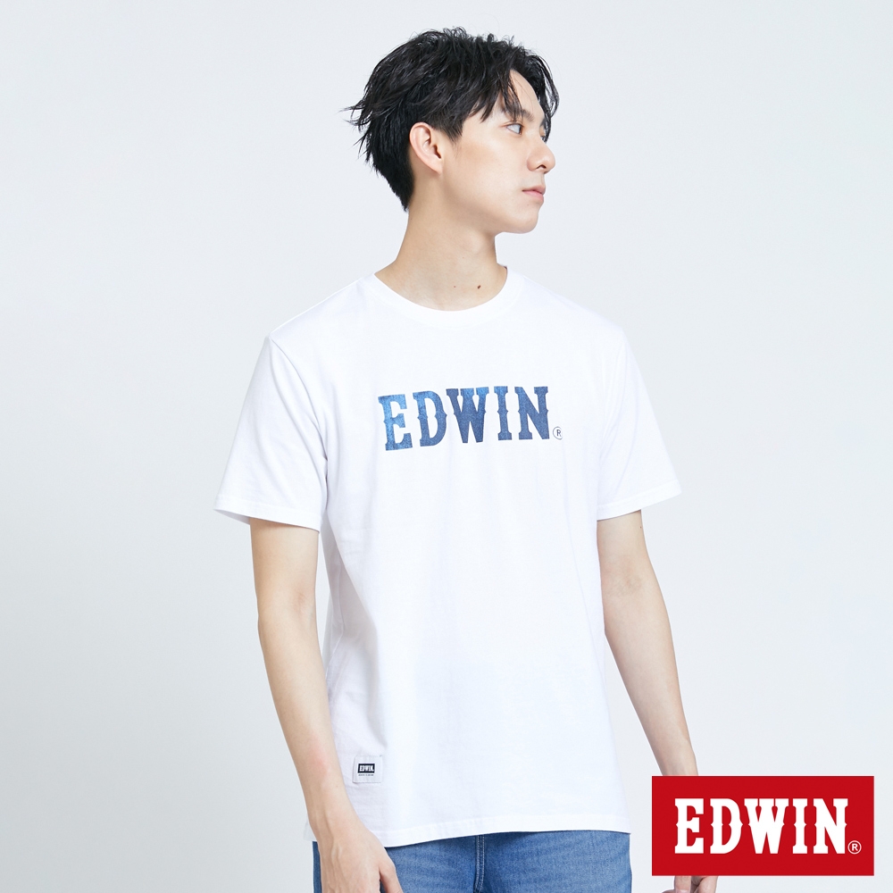 EDWIN 人氣復刻 基本牛仔LOGO短袖T恤-男-白色