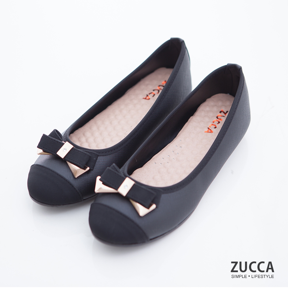 ZUCCA 金屬疊層朵結平底鞋-z6715